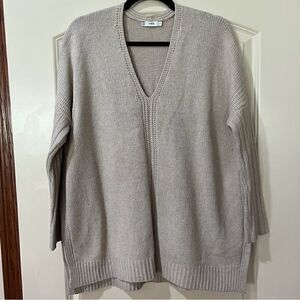 VINCE V-Neck Yak/Wool Blend Sweater Cream/Light Brown  Oatmeal Women's Size XS